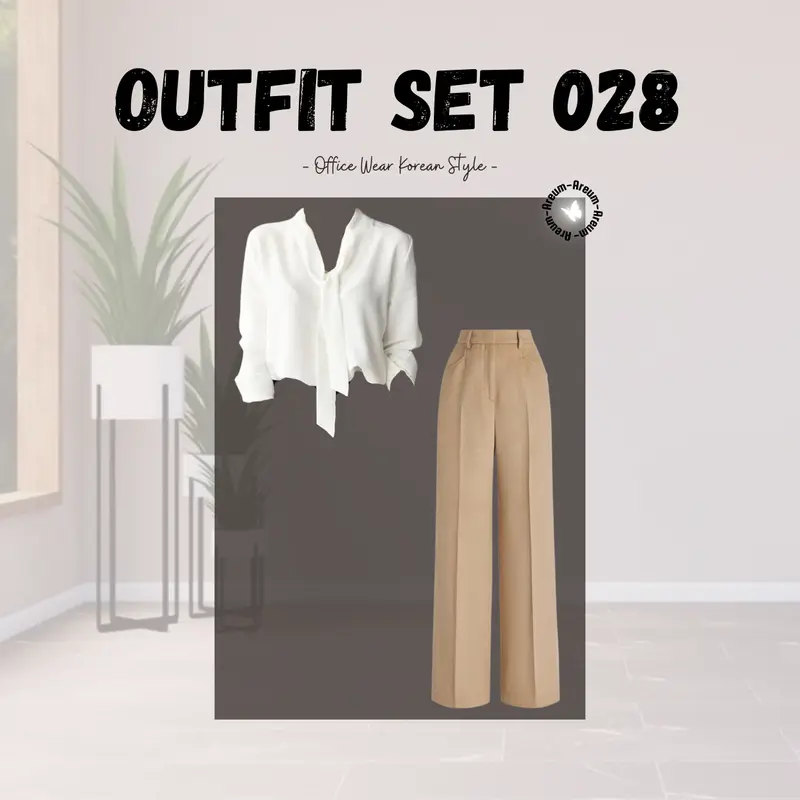 [BEST SELLER ORIGINAL] Oneset Wanita Korean style | Outfit Kantor Wanita | OOTD Wanita Karir Kerja Kantor | One Set Wanita Kekinian Casual (Setelan Baju Blouse Tali, Celana Loose Pants Panjang) Set 028 1
