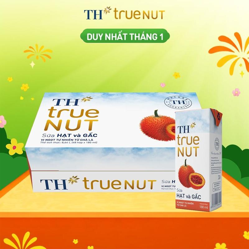  Thùng 48 hộp sữa hạt và gấc TH true NUT 180 ml  180 ml x 48  