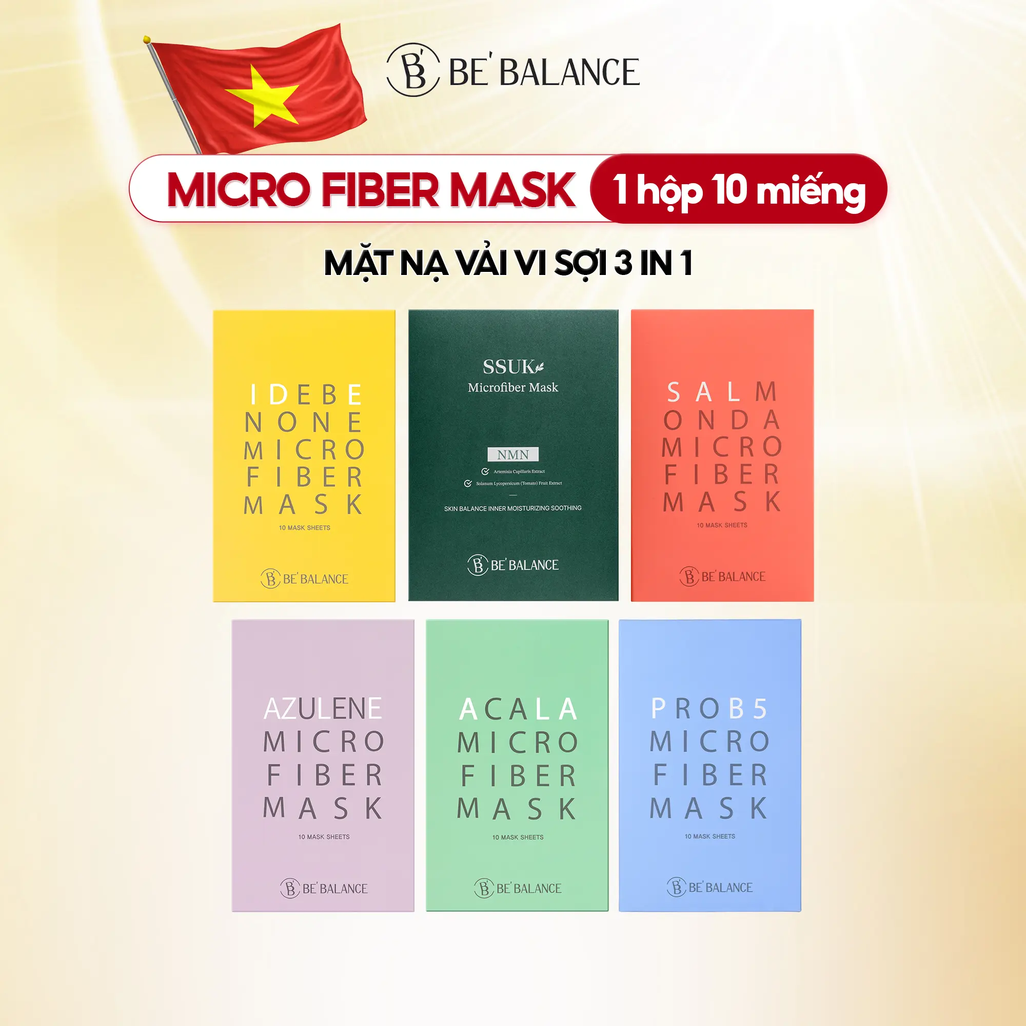 [FLASH SALE] Mặt Nạ Vải Vi Sợi Be'Balance MICRO FIBER MASK 3in1 giúp Làm Đẹp Da 10 Miếng/Hộp