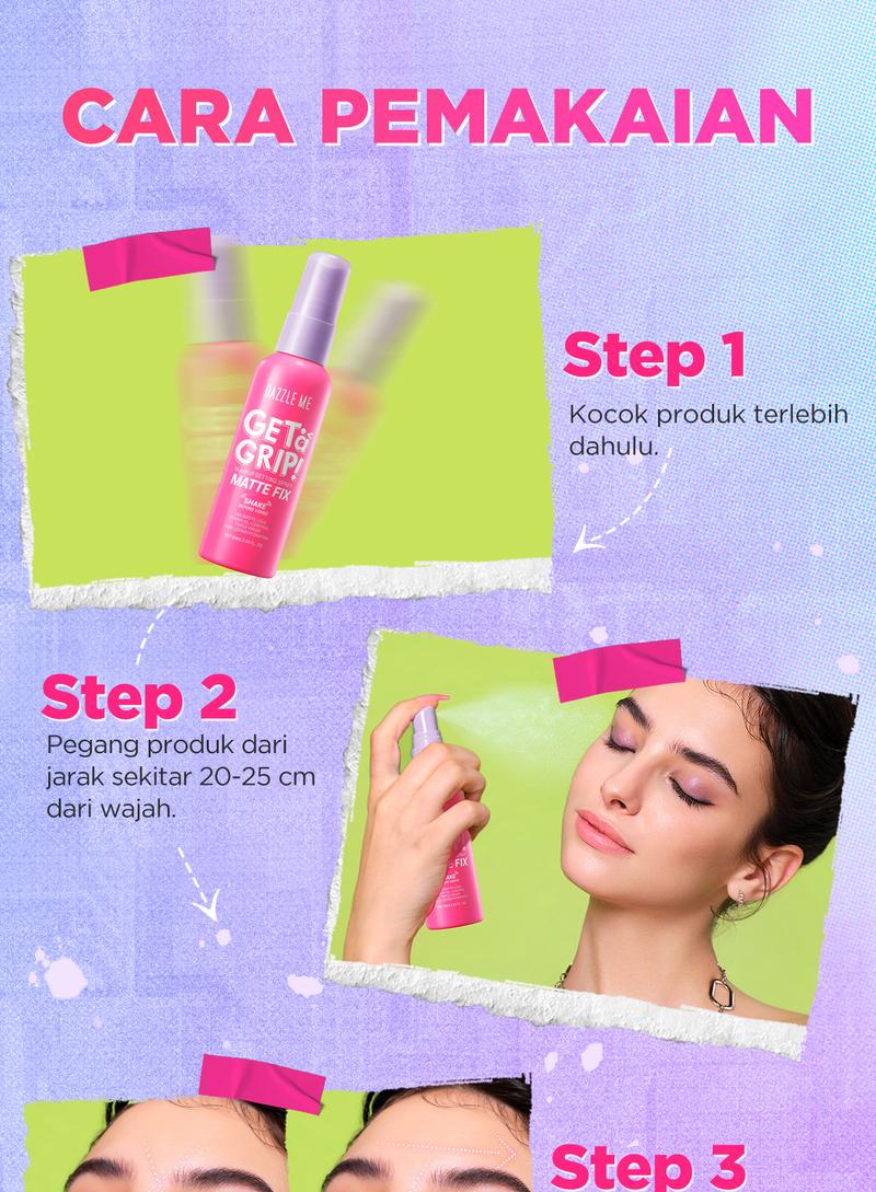 Product Introduction of [POPBELA Best Setting Spray 2024 Winner] DAZZLE ME Get a Grip! Makeup Setting Spray Dewy Fix Beauty Protecting 4 X Hydrating Makeup Mist Flawless Lightening Primer Water Tahan 24 JAM 17