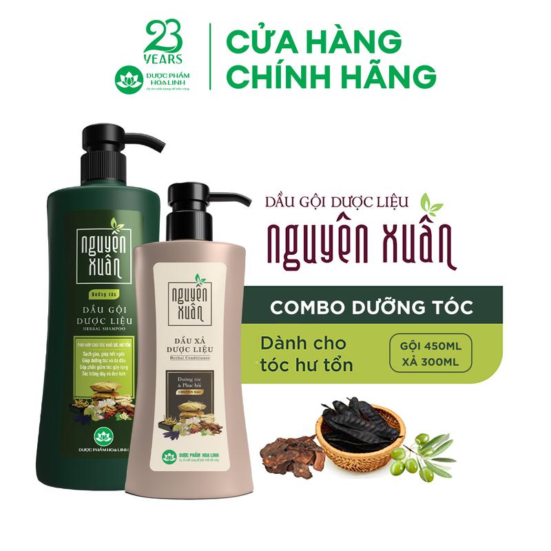 Bộ Dầu gội 450ml và Dầu xả 300ml Nguyên Xuân xanh dưỡng tóc - Dành cho tóc khô xơ, hư tổn