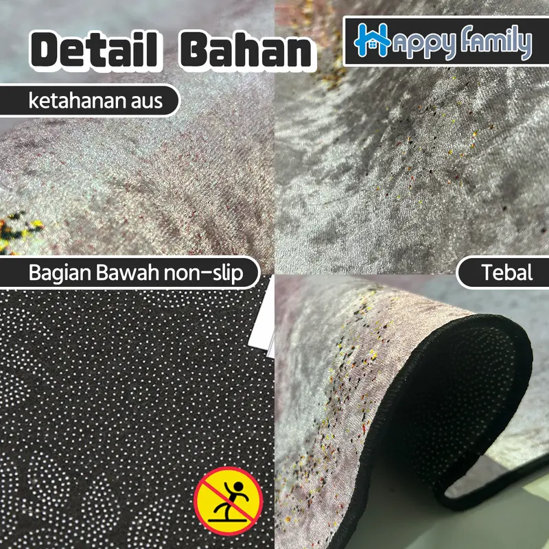 (HF) LOKAL Sajadah Kubah Motif Turki Elegan 70x110CM Glossy AntiSlip Lembut 5