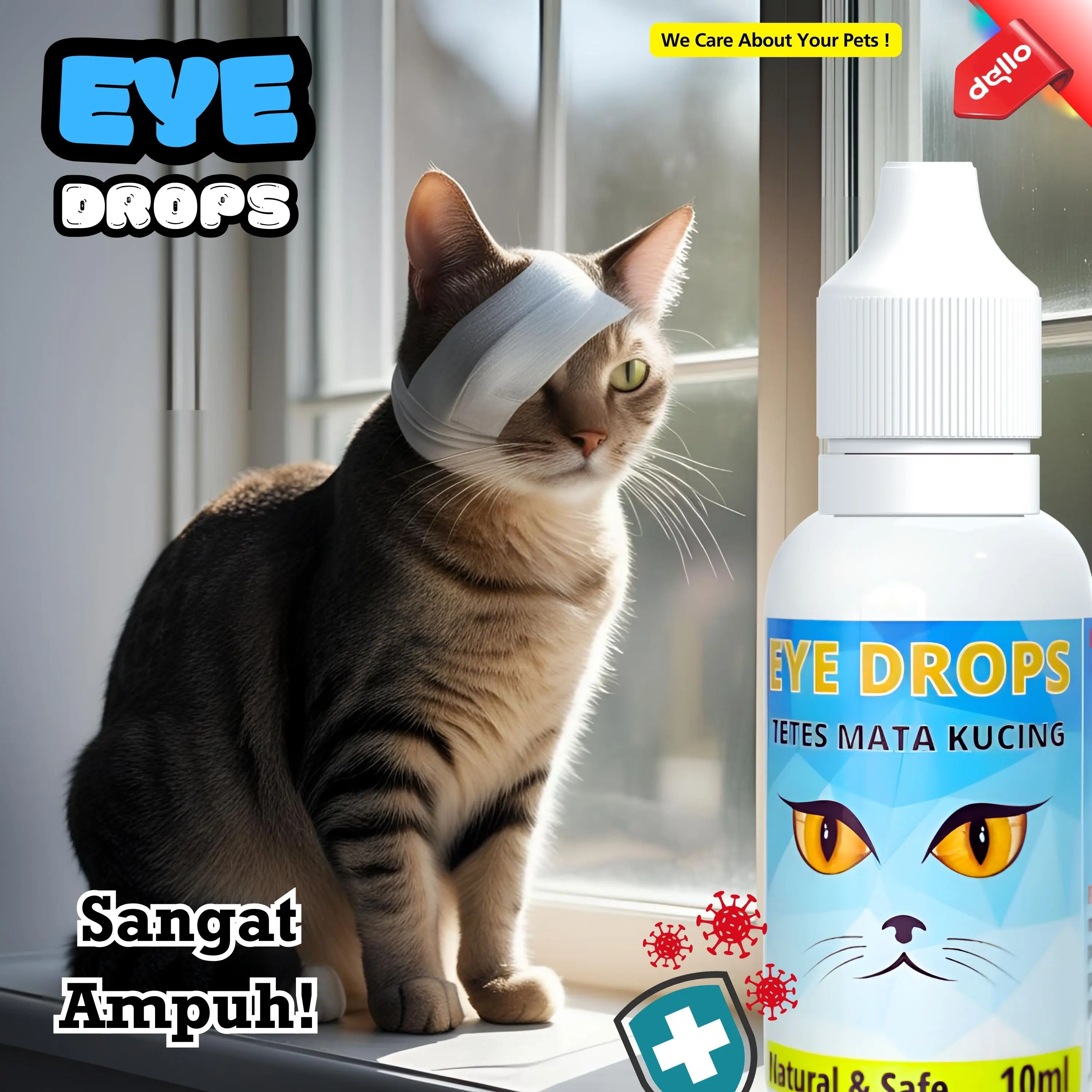 Eye drops obat tetes mata kucing solusi sakit mata belekan mencegah dan Mengobati iritasi mata anabul DELLO