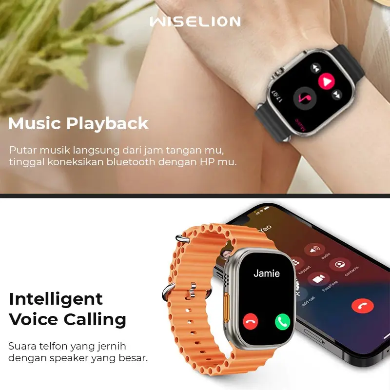 Jam Tangan Pintar Digital KW900 Ultra 2 Bluetooth dengan Layar Sentuh Penuh Warna dan Fitur Kalkulator - Monitor, Kaca, Silver, Telepon 4