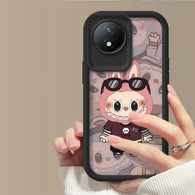 Untuk VIVO Y02 Y02T Y02A Y02S Labubu Casing Jual panas Casing lembut untuk ponsel Bahan silikon Gaya baruKasus TPU Anti gores Kamera Cakupan Penuh Tahan benturan Kepala Kacamata Malaikat Kotak Pelindung Ponsel 7