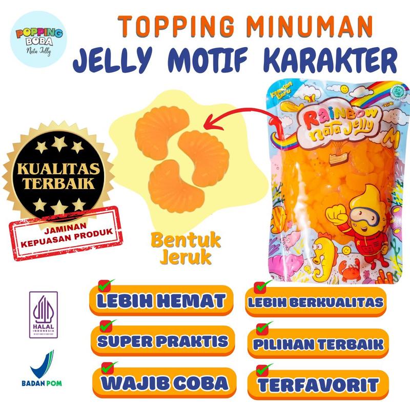 Product Introduction of Jelly Motif Karakter Topping Minuman - Jelly Bentuk Jeruk Cocok Untuk Semua Minuman | Popping Boba Meletus Pecah Dimulut Nata Jelly 1