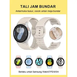 Strap Galaxy Watch 7 Bahan Silicone Tali Pengganti Galaxy Watch 7/FE/6/5/4 Gelombang 44mm 40mm Biru Jam Tangan Multi-fungsi Tahan Air