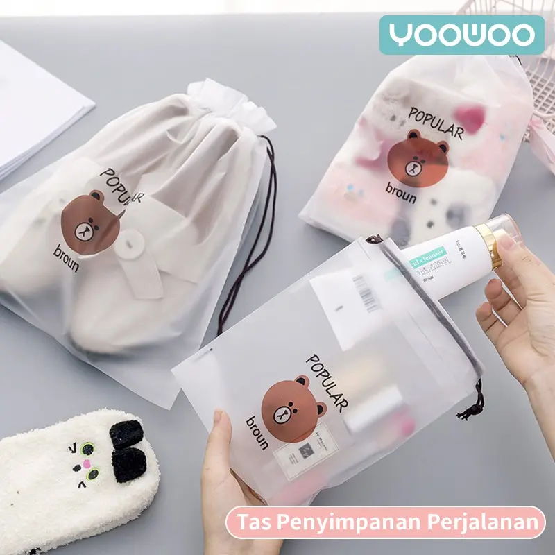 YooWoo Besar Kartun Beruang tas penyimpanan perjalanan tahan air bundel tas penyimpanan pakaian