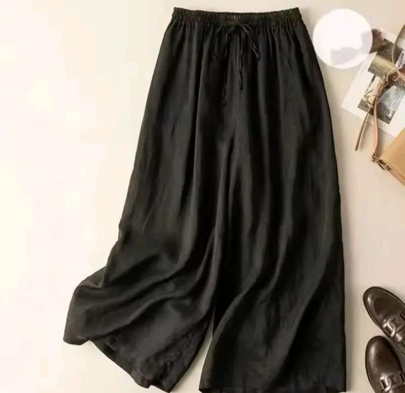 celana kulot highwish/CELANA KULOT WANITA RAMI LINEN PREMIUM/CELANA WANITA TERKINI CELANA KULOT TERLARIS Kain Panjang Kaki Karet Nyaman Putih Tebal Lembut 5