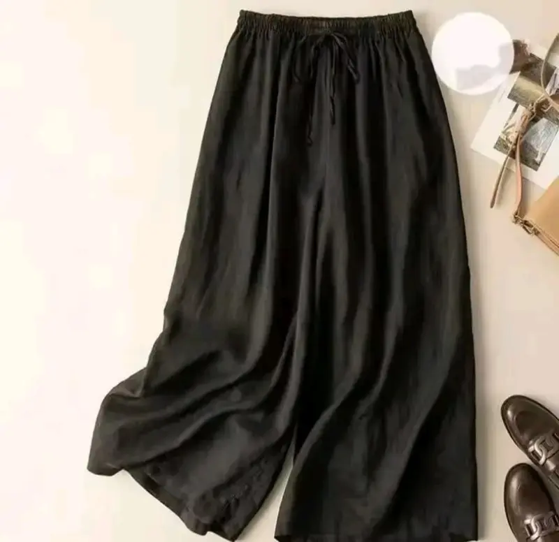 celana kulot highwish/CELANA KULOT WANITA RAMI LINEN PREMIUM/CELANA WANITA TERKINI CELANA KULOT TERLARIS Kain Panjang Kaki Karet Nyaman Putih Tebal Lembut 5
