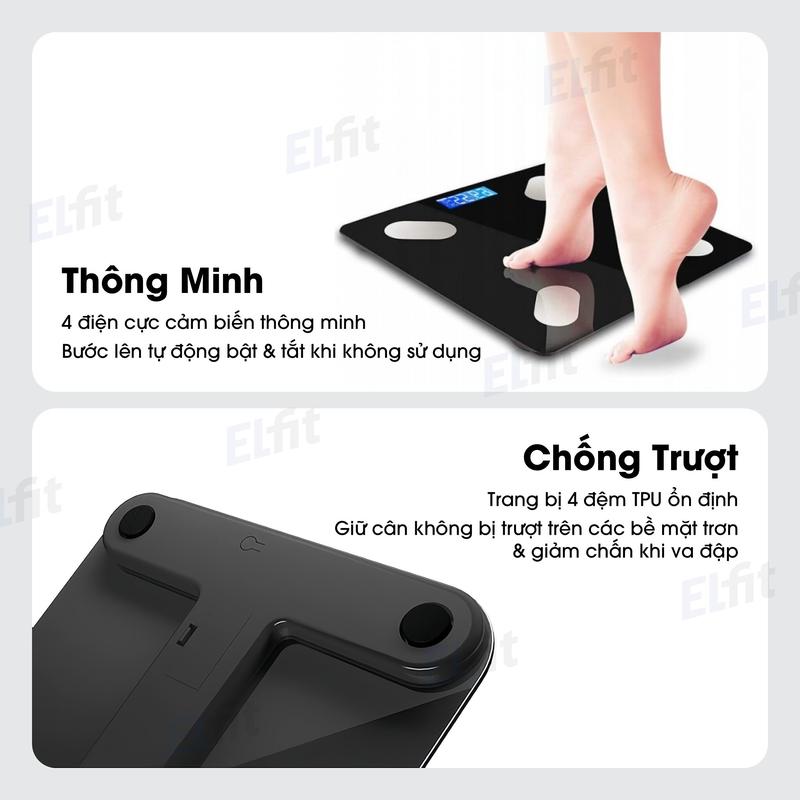 Cân Sức Khỏe Điện Tử Thông Min Kèm Pin Phân Tích Chỉ Số Cơ Thể Kết Nối Bluetooth Kiểu Dáng Hiện Đại Nhỏ Gọn Nhiều phép đo thành phần cơ thể 6