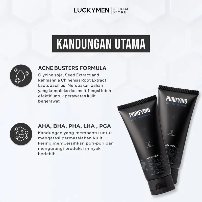 LUCKYMEN Purifying Facial Wash - Ampuh Bersihkan Kotoran, Kurangi Minyak Berlebih dan Cegah Jerawat 4