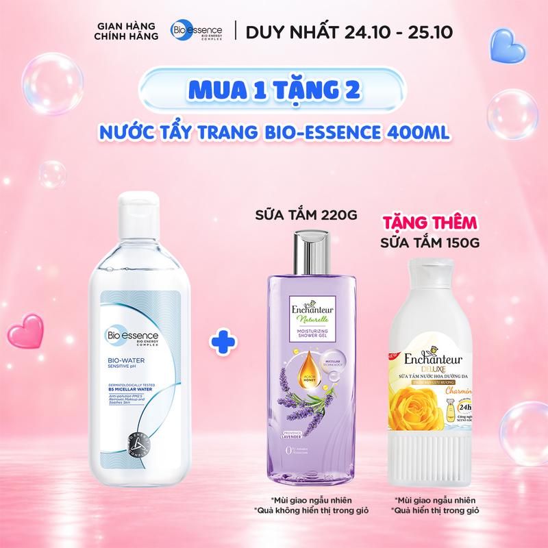Nước tẩy trang ẩm mượt mịn màng Bio-Essence BioWater Micellar 400ml TẶNG 1 Sữa tắm Enchanteur naturelle 220g