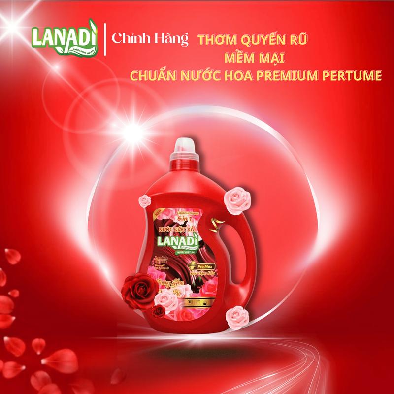  LANADI Nước Giặt Xả Pro Max Premium Perfume 3.6kg - Công Nghệ Lưu Hương Kép Siêu Mềm Vải & Siêu Đậm Đặc - 5 trong 1 Dùng Cho Máy Giặt & Giặt Tay 