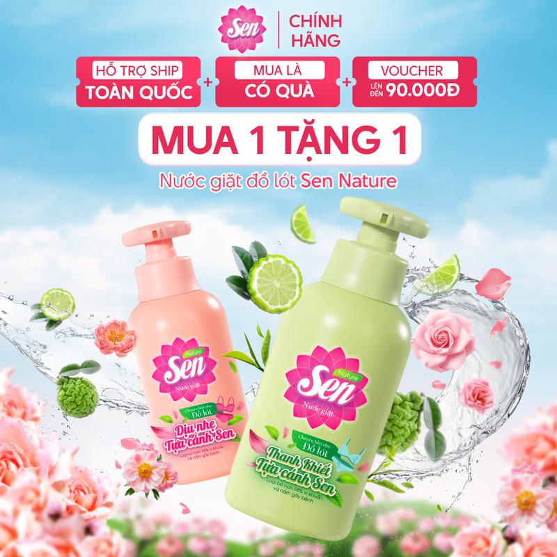 [CHỈ 10 SUẤT/GIỜ - DEAL TRẢI NGHIỆM - MUA 1 TẶNG 1] Nước Giặt Đồ Lót Sen Dịu Nhẹ, Thanh Khiết - Kháng Khuẩn, Sạch Thơm, An Toàn Cho Vùng Nhạy Cảm 300g
