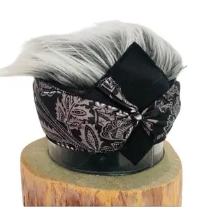 Topi Udeng Ikat Kepala Rambut Palsu Aksesoris Tradisional Sunda Bahan Bulu Korea Hitam Uban & Hitam Bulu Kopi One Size Fit All untuk Anak Dewasa