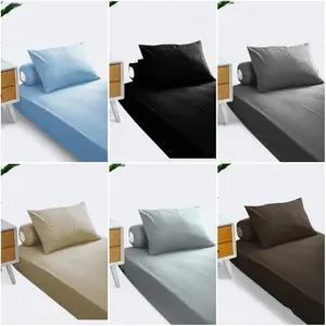 (1 Set Sarung Bantal Guling) Sprei Karet POLOS Ukuran 90x200x15 - 120x200x15 - 140x200x20 - 160x200x20 - 180x200x20