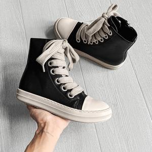 DG Studios｜ユニセックス 厚底 ハイトップスニーカー | サイドジッパー | 韓国風・原宿ファッション メンズ レディース 男女兼用 黒 ブラック 厚底シューズ 身長アップ 脚長効果 ストリート系 Y2K カジュアル おしゃれ 通学 通勤