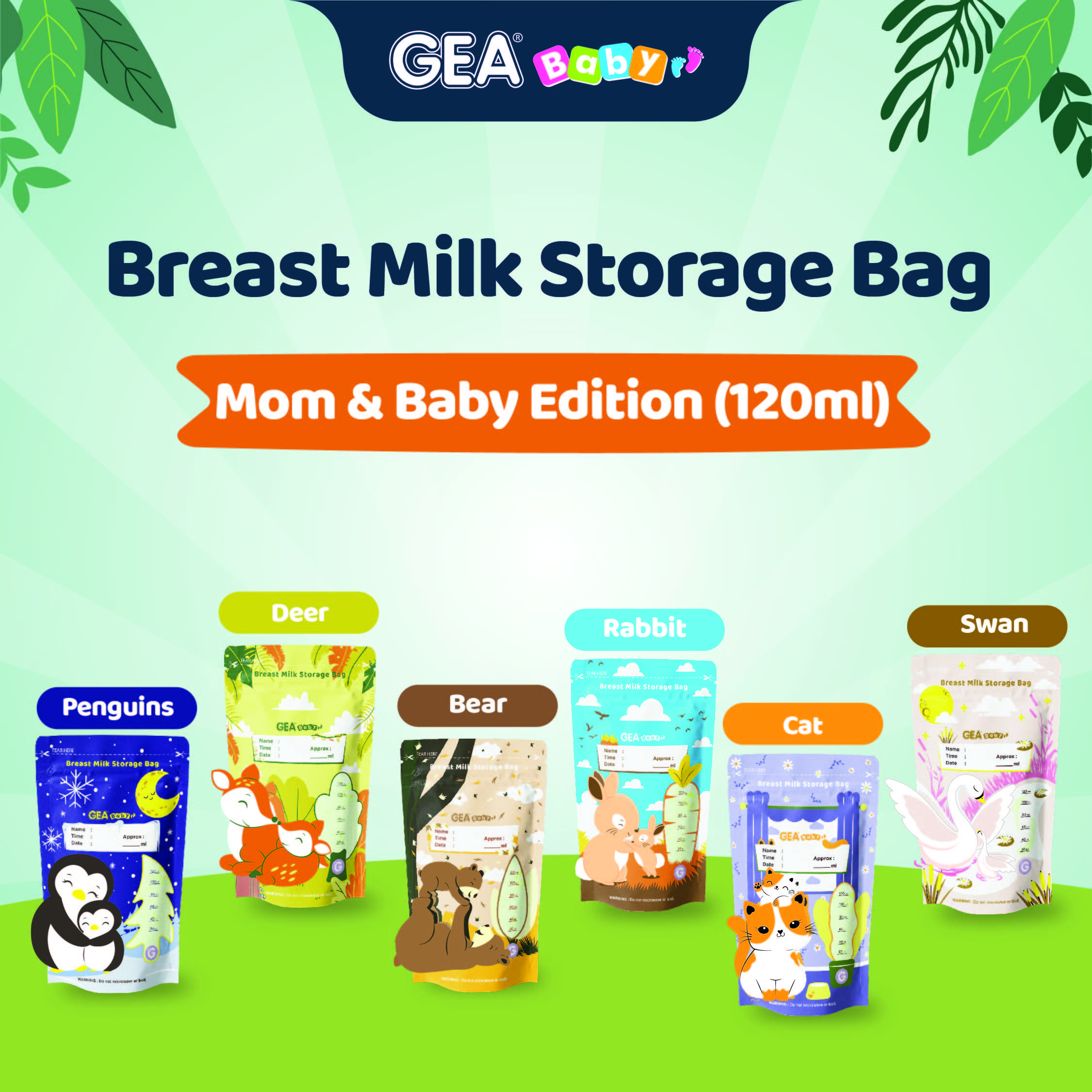 Paket PREMIUM GEABABY Storage Bag 120ml Mom & Baby Edition 6 box  / kantong asi Penyimpanan