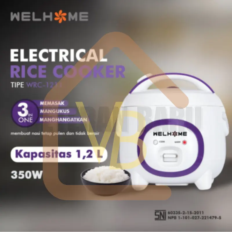 Rice Cooker Welhome 1,2 liter WRC-1211 Magic Com 3in1 Multifungsi 5