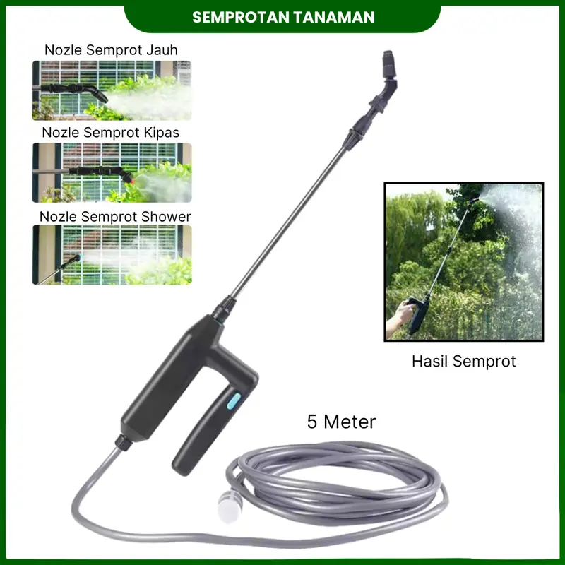 Semprotan Tanaman Hama Pertanian Portable Baterai 2000 mAh alat pertanian Sprayer Air Selang 5 Meter 3 Nozzle Pvc 0