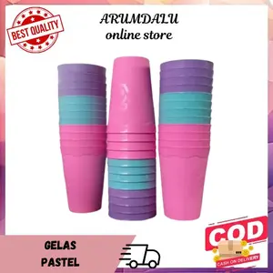 (BUBBLEWRAP (PAKET 1 LUSIN)) GELAS PASTEL SOFI PLASTIK 400ML SERBAGUNA