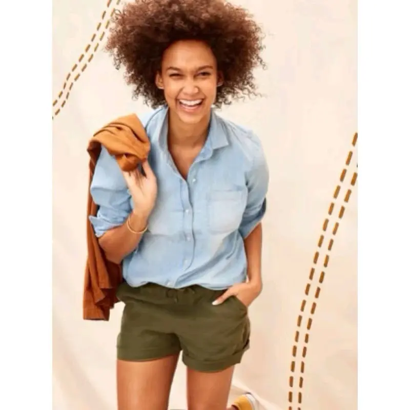 Relaxed Chambray Classic Shirt for Women denim Blouse Jeans label cut / gunting 5