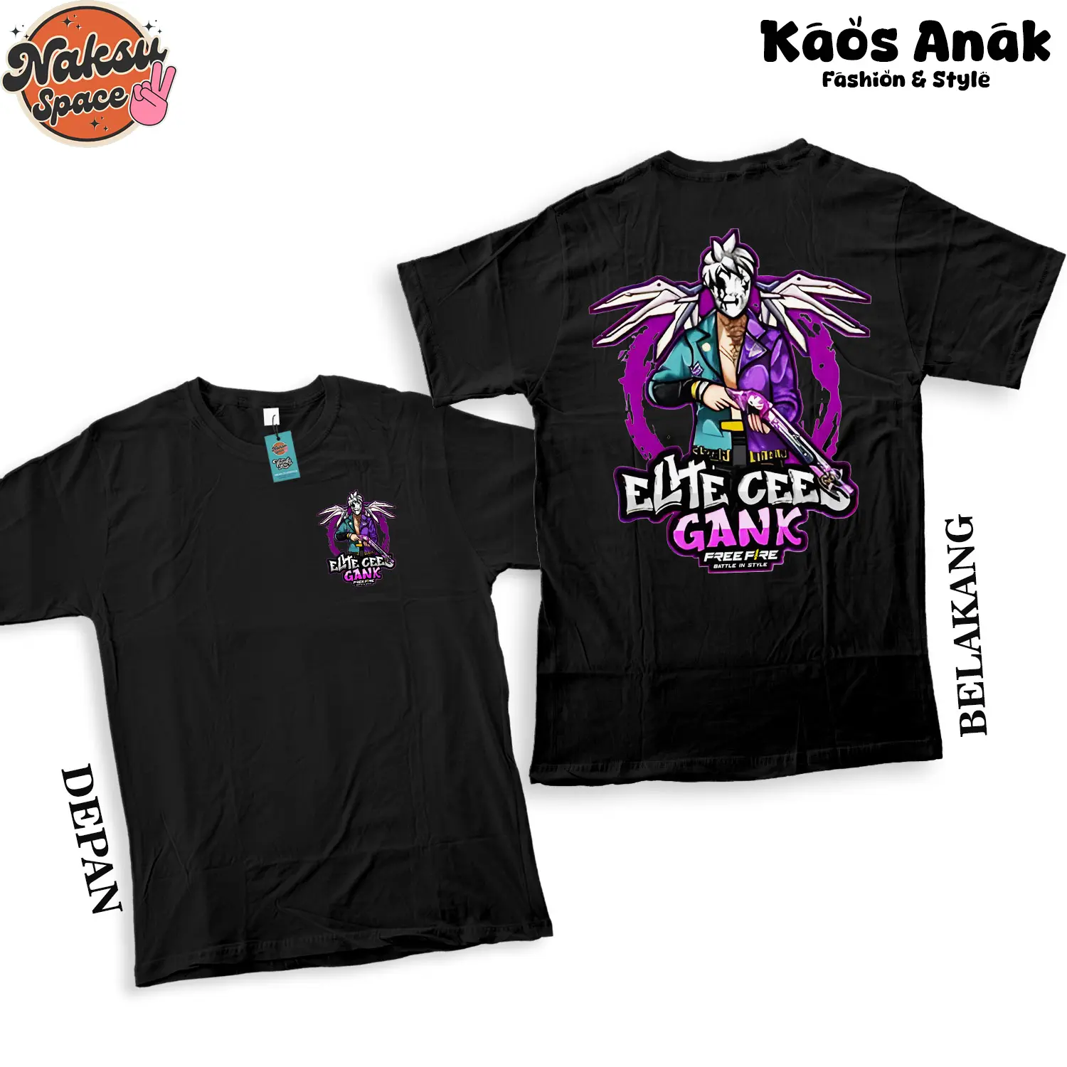 KAOS KAOS ANAK FREE FIRE ELITE CEES SAYAP BAJU FF ANAK