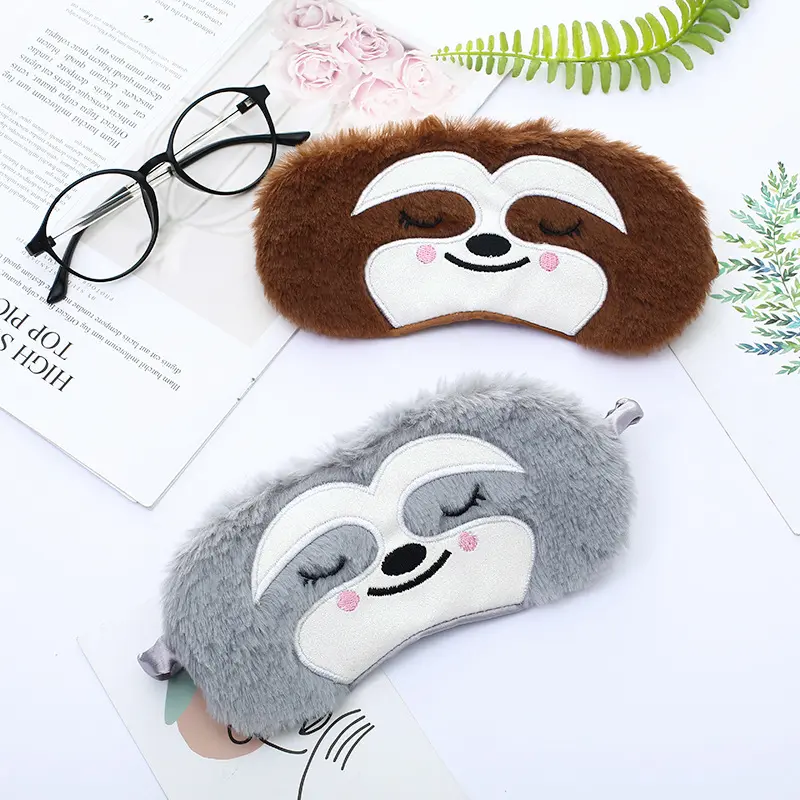 2025 New Plush Embroidered Sloth Sleep Eye Mask Cute Cartoon Animal Eye Mask