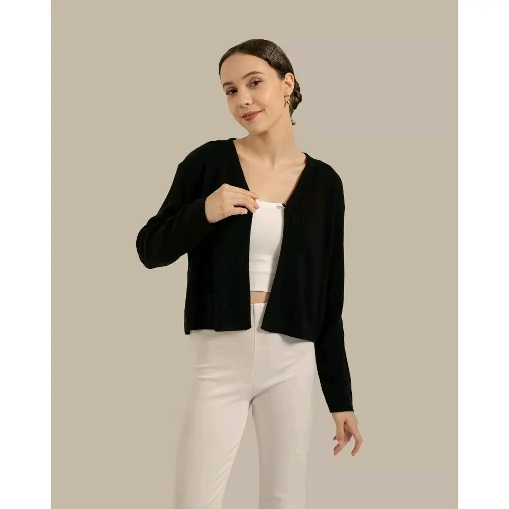 MANJA cardigan crop rajut wanita kancing 1  Tebal Knitwear Korean style