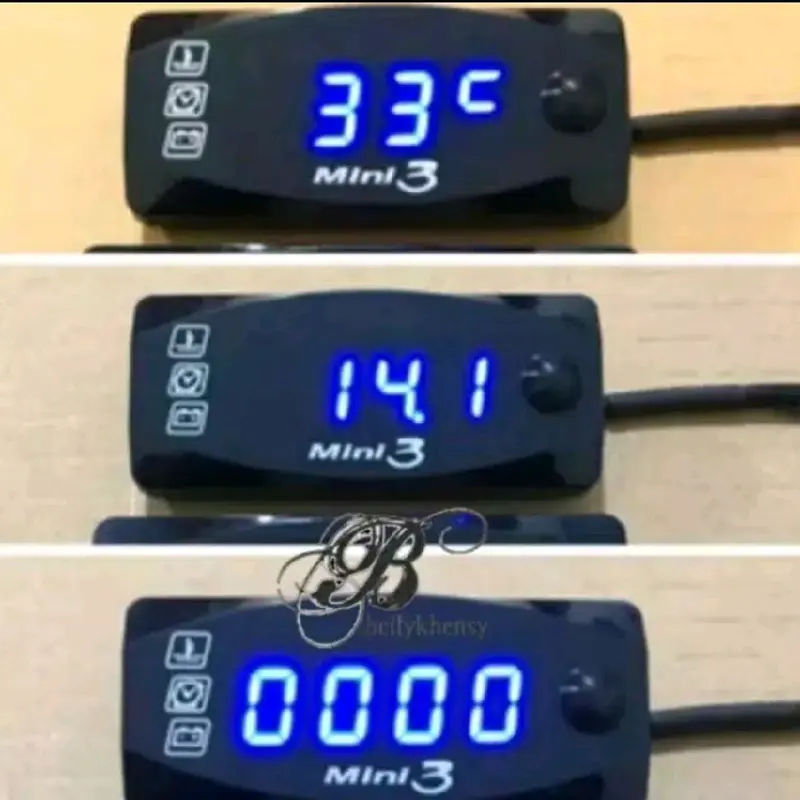 Volt Meter Aki 3in1 Waterproof untuk Motor dan Mobil - Voltmeter, Jam, Suhu 3