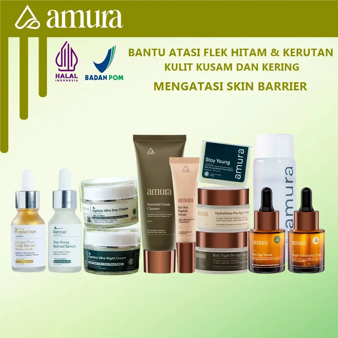 Amura Skincare Gold Serum Retinol Serum Bright Enhancing Pro Age Serum Ori Paket Untuk Pembersihan Flek Hitam Dark Hyaluronic dan Kerutan Kulit Wajah Tampak Awet Muda 100% Original Tetes Extract Mencerahkan Anti Aging