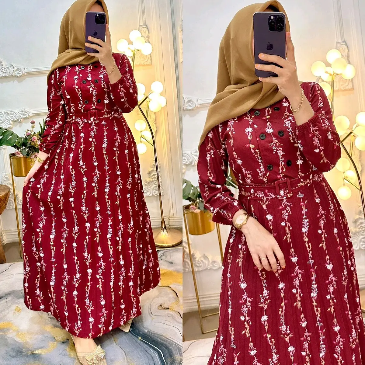 Gamis voxy Plisket Daun super cakepp polll ..