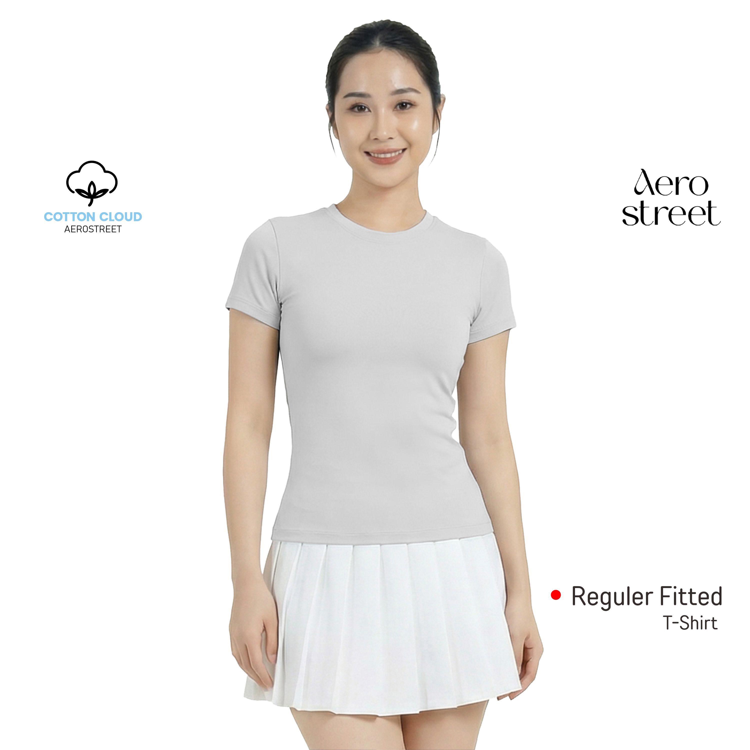 Aerostreet T Shirt Cotton Cloud Perfect Fit Fuji Light Grey Woman Fitted Tshirt 1B300