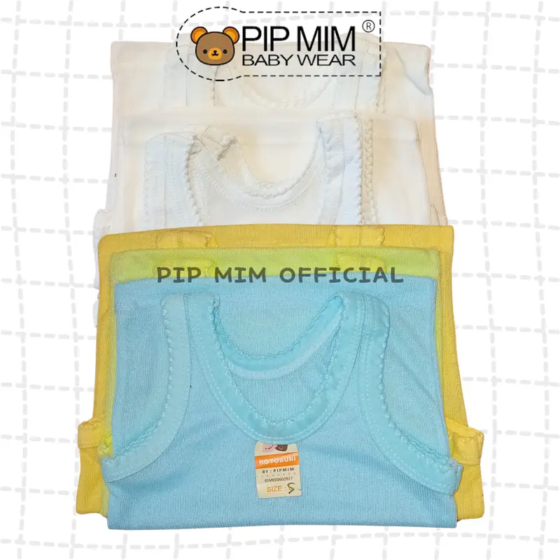 Pip Mim Baby - 6 Pcs Kaos Dalam Singlet WARNA & PUTIH Bayi Anak Perempuan Laki-Laki KOTOBUKI Lembut Halus Ber SNI  / Daleman Bayi 1