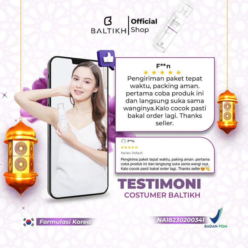 NEW 100 ML BALTIKH Extra Bright Deodorant Spray with Bakuchiol - Deodorant Keti. & Slengki Lipatan Extra Wangi Memorable dan Alami Pencegah Bau Badan + Anti Ketiak Basah Pencerah Bakuchiol 5