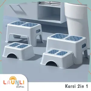 Kursi Tangga 2 Tingkat Pijakan Kaki Anak Anti Slip Bangku WC Kamar Mandi Foldable Step Stool