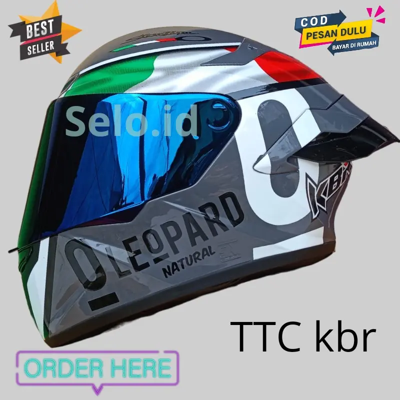 Helm TT COURSE  leopard full face paket ganteng spoiler ttc BISA COD 1