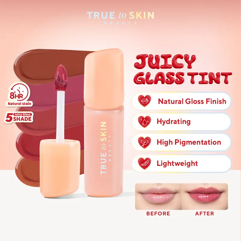 [EXCLUSIVE MARGARET X TRUE TO SKIN] - CUSHION + LIPTINT ( Skinlike Porefecting Cushion SPF 35 PA++++ dan Juicy Glass Tint ) 3
