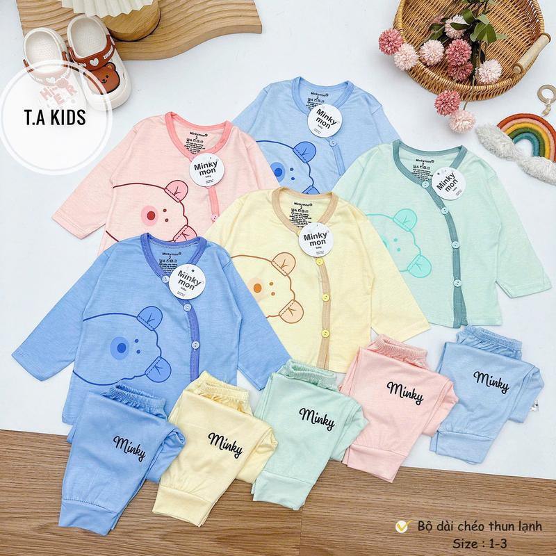 (có QUÀ TẶNG)(Combo 3b-5b) bộ sơ sinh dài tay khuy giữa, chất thun lạnh pettit, hình gấu ngộ nghĩ , size cho bé trai và bé gái từ 3-9kg