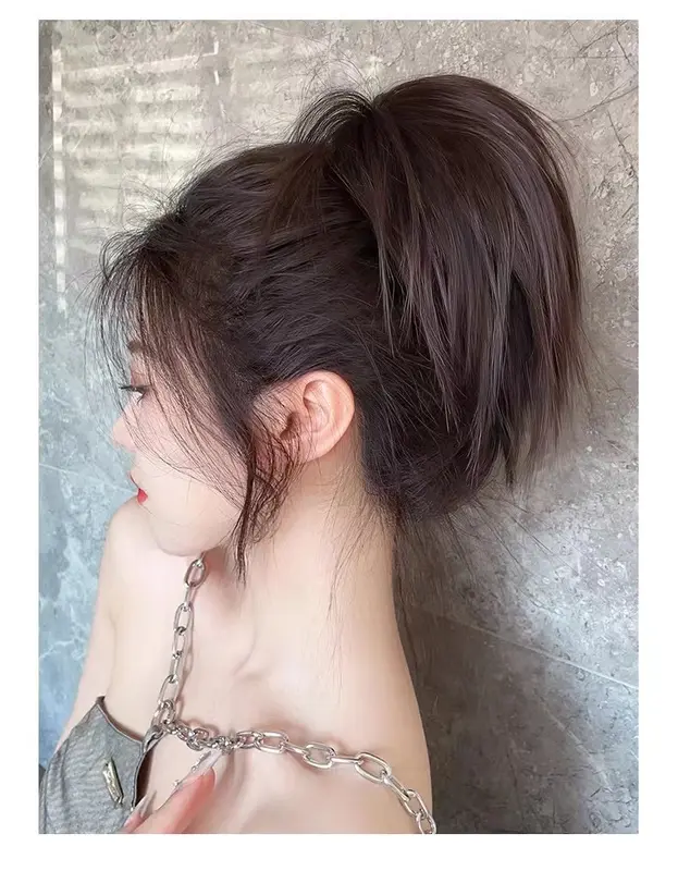 Phụ Kiện Tóc Giả Mới, Chuồng Gà Đài Phun Nước Kiểu Lười Biếng Với Tóc Đuôi Ngựa Cao, Kẹp Tóc Lông Gà Đầu Cầu Lông Cô Gái Nóng Bỏng, Đầu Bóng Nụ Hoa, Dây Buộc Tóc Râu Dài Lông Mịn Tự Nhiên, Kẹp Tóc Đội Đầu Đuôi Gà 4