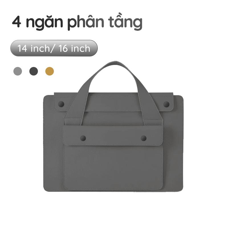 Felizee Túi đựng laptop 14 inch 16inch đa năng Túi chống sốc laptop Nhiều ngăn tiện lợi túi đựng macbook Cặp tài liệu  da PU cao cấp túi xách nữ công sở 