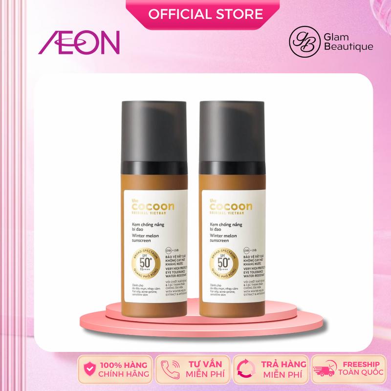  Combo 2 Cocoon Kem Chống Nắng Bí Đao Quang Phổ Rộng SPF50+PA++++ 50ml Glam Beautique 