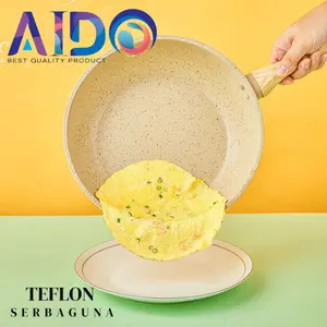 AIDO COD Panci Teflon Frypan Serbaguna Anti Lengket Coating Marble Diameter 16cm 20cm 24cm 2007 2407 Masak Peralatan Kitchenware
