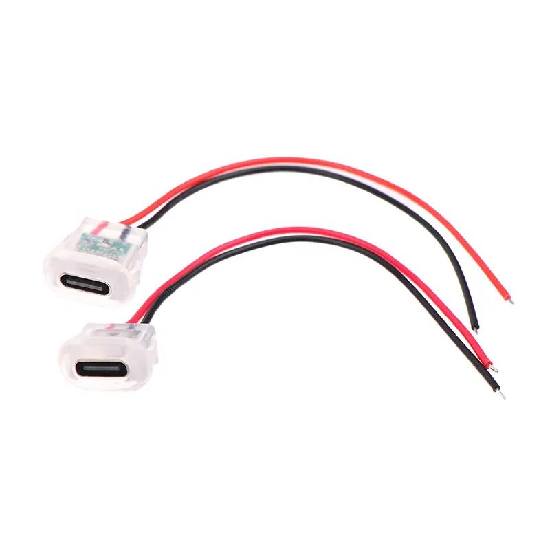 2pin USB đầu vào loại c loại ổ cắm sạc với LED tấm đèn không thấm nước USB - c loại - c đầu nối nữ jack