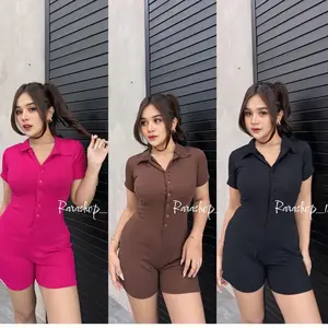 Rara Jampsuit pendek rib knip wanita best seller
