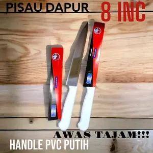 PISAU DAPUR 8INC PISAU DAGING DAN SAYURAN GAGANG PUTIH TRAMON SUPER TAJAM L7005