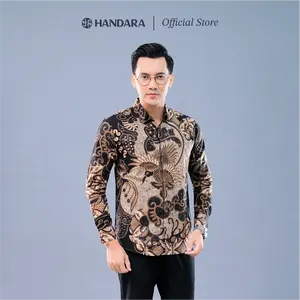 Batik Handara - Bayan Suren Krem Kemeja Pria Furing Erro Katun
