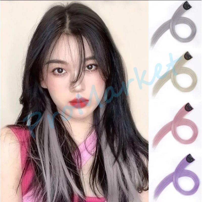 Wig Rambut Jepit Palsu Colourful Extention Wanita Pemanjang Rambut Palsu Warna Jepit / Wig Jepit Rambut Palsu Lurus Panjang Single Hair / Klip Wig Rambut Palsu Cewek Korea Warna 1