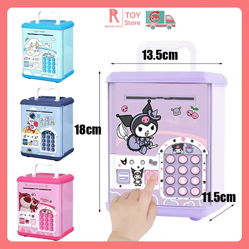 igoods.rose Mainan Celengan Elektrik  Buka Kunci Sidik Jari Kata Sandi Bank Piggy / Mainan Tabungan Otomatis Kartu Gesek untuk Membuka Pintu Hadiah Edukasi Anak